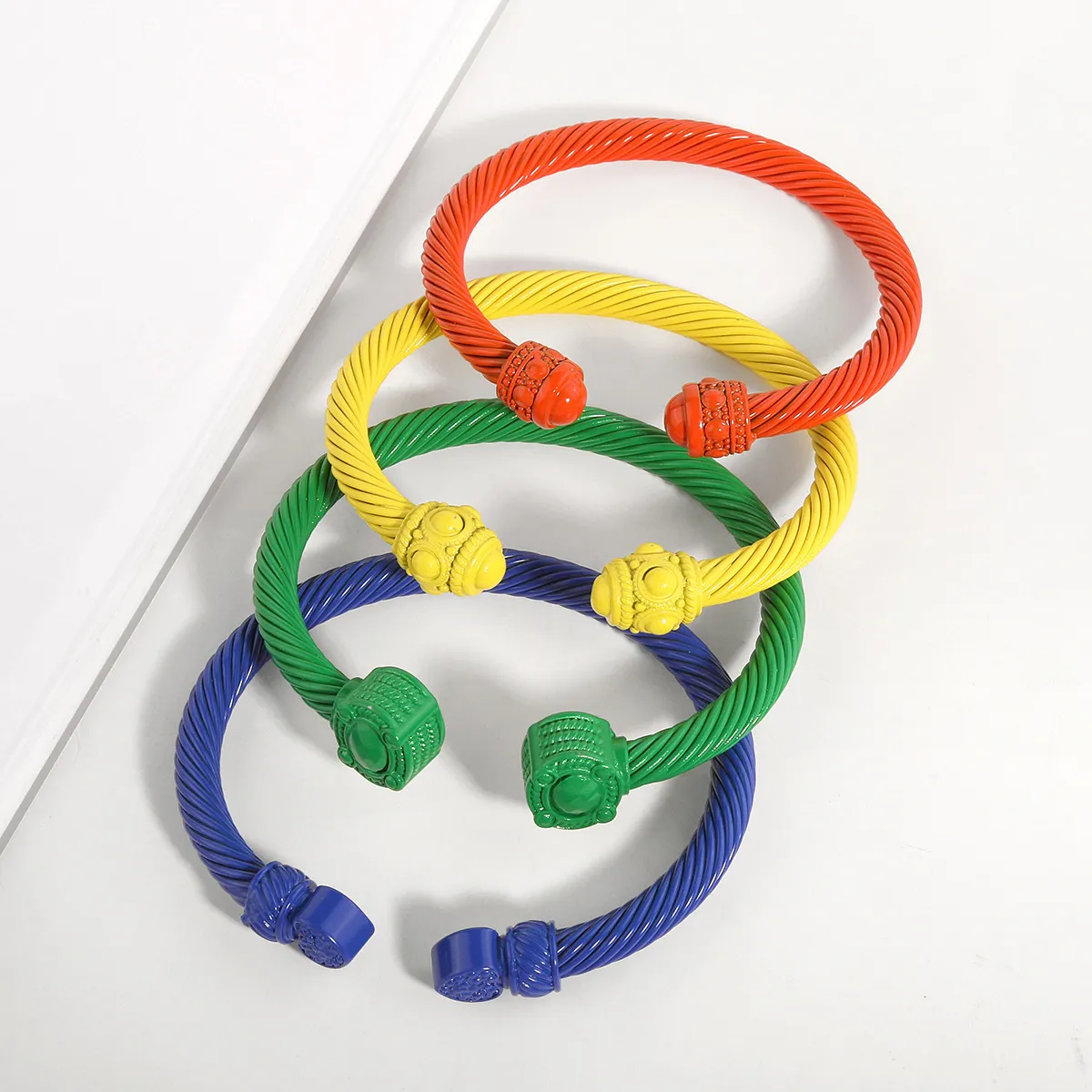 Colorful Enamel Cable Wire Bangle Bracelet For Women Designer Style_voghion.com
