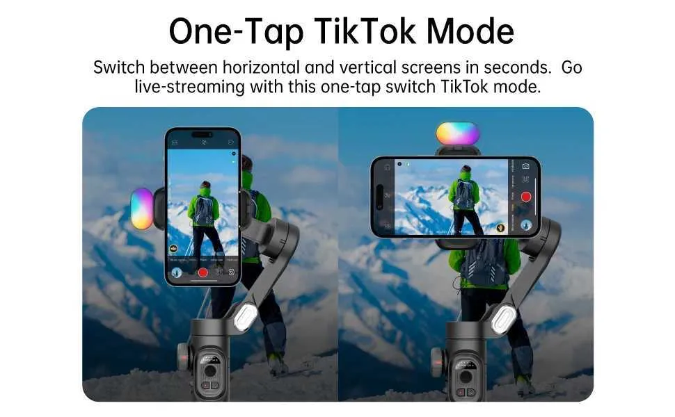 AOCHUAN Smart XE Kit Gimbal Stabilizer For Smartphone IPhone Video Recording Magnetic Fill Light 3-Axis Foldable Android_voghion.com