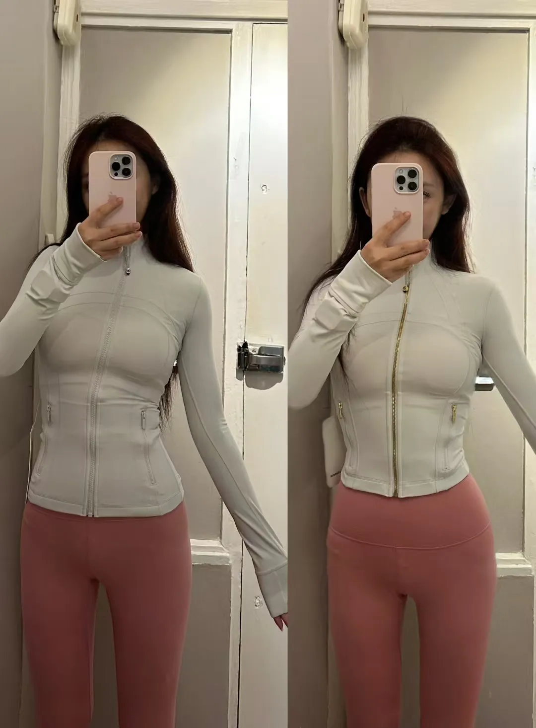5A Gold Jacke Hosen Frauen definieren Workout drei Stücke zwei Sets Sport Quick Dry Active Wear Luluess Lemoness Jacken Top_voghion.com