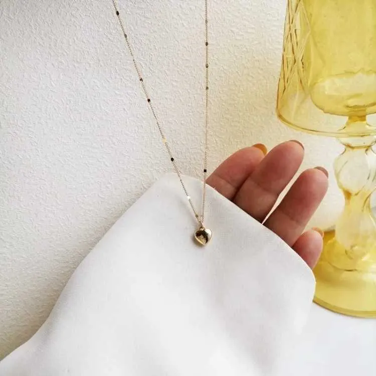 Collana con ciondolo a forma di cuore piccolo per donna, regalo, collane girocollo bohemien in metallo lucido e semplice, a catena corta, gioielli di tendenza_voghion.com