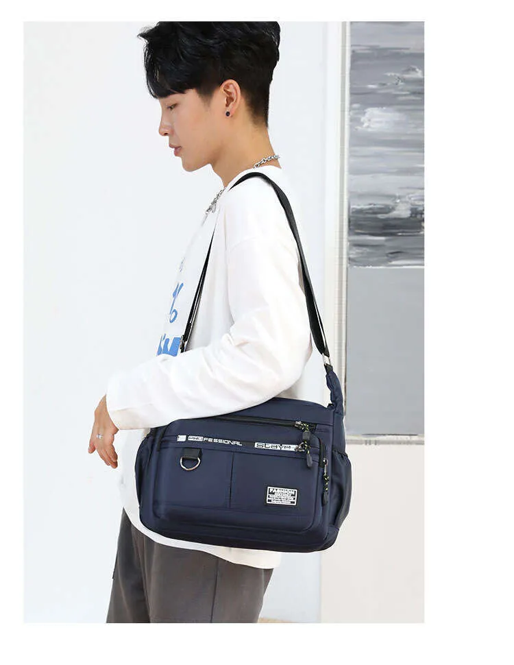 Sac à dos imperméable à bandoulière de grande capacité pour homme, sac à bandoulière décontracté à poches multiples pour le travail_voghion.com