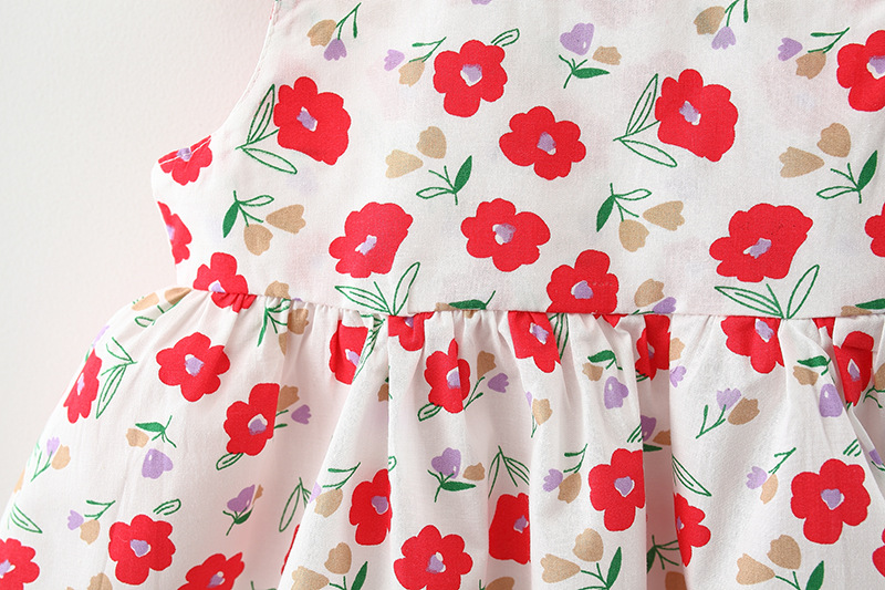 Newborn Baby Girl Dresse Summer Flower Printed Bows Princess Dress For Baby Cute Cotton Clothes Kids_voghion.com