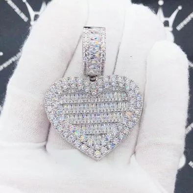 Necklaces In Stock Iced Out Bling Women Jewelry 5A White Cubic Zirconia Heart Shaped Pendant Necklace With Tennis Box_voghion.com