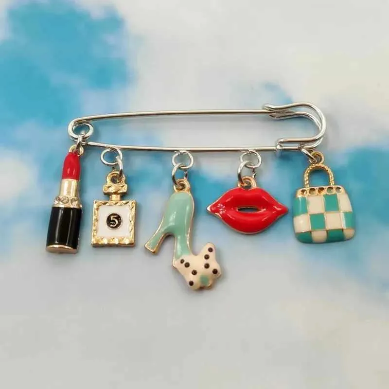 Charm Brosche Modische Emaille Anstecknadel High Heel Und Lippenstift_voghion.com
