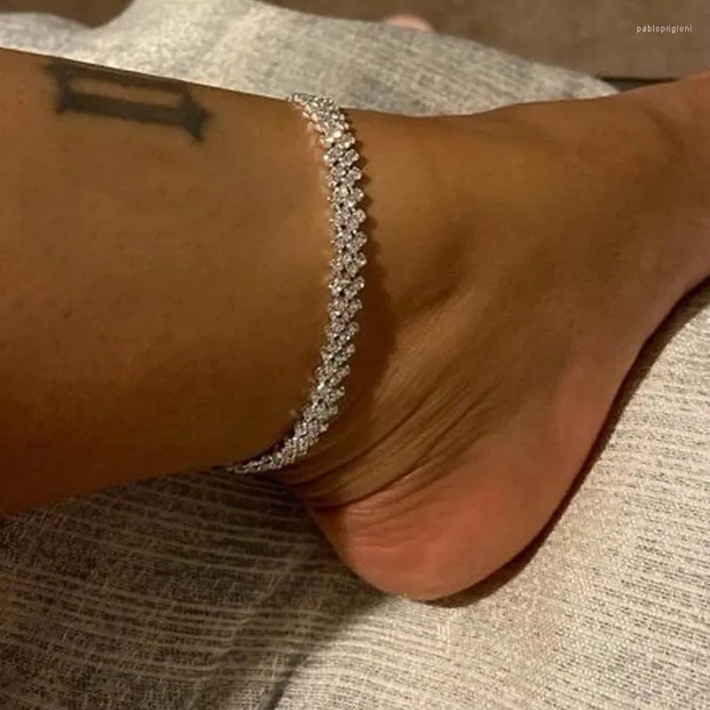 Fußkettchen Strandzubehör Kristall Raute Fußkettchen Für Frauen Böhmische Vintage Knöchel Sandalen Armband Kette Schmuck_voghion.com