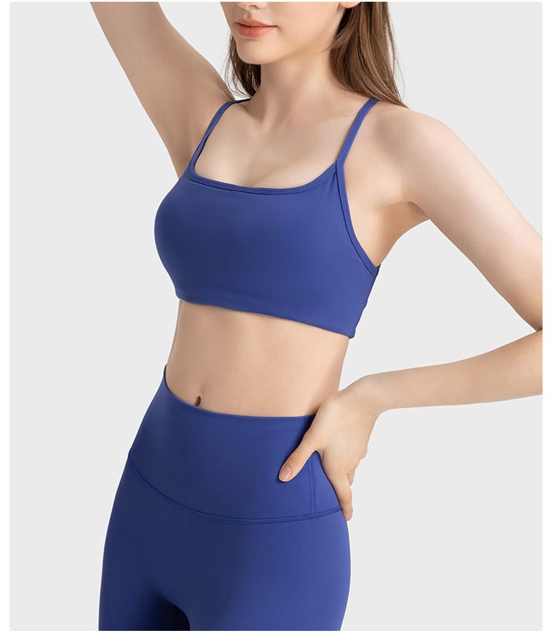 New Cross Back Fine Shoulder Strap For Women's Fiess High Elastic Breathable Pilates Yoga Sports Bra_voghion.com