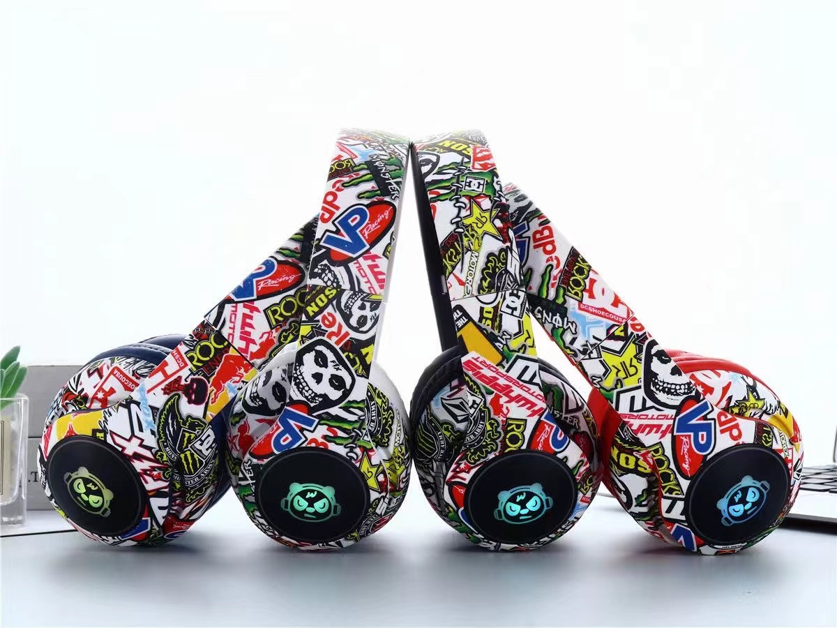 Cuffie auricolari Bluetooth XX-1102 Graffiti economiche Cuffie over-ear Cuffie da gioco per PC wireless_voghion.com