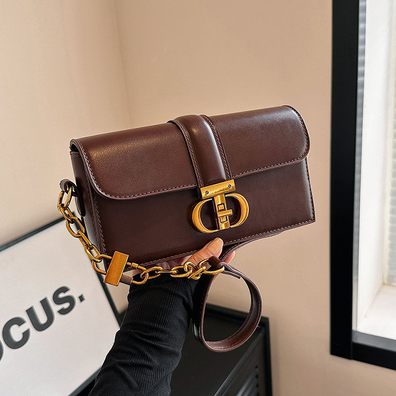 Petit sac carré à bandoulière simple avec chaîne croisée diagonale, populaire et polyvalent, de haute qualité pour femmes en 2023