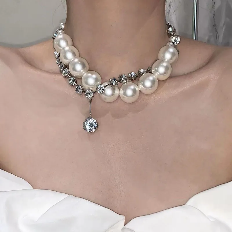 Collier avec pendentif en perles de zircon pour femmes et filles, chaîne en argent plaqué, bijoux tendance, cadeau de fête, style 2023, CN23_voghion.com