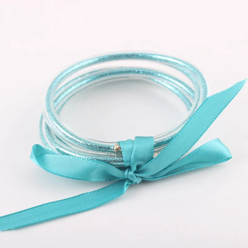 Bangle 9pcs/set Glitter Jelly Bangles Bracelets Set For Women Filled Silicone Girls_ipsvogv.com