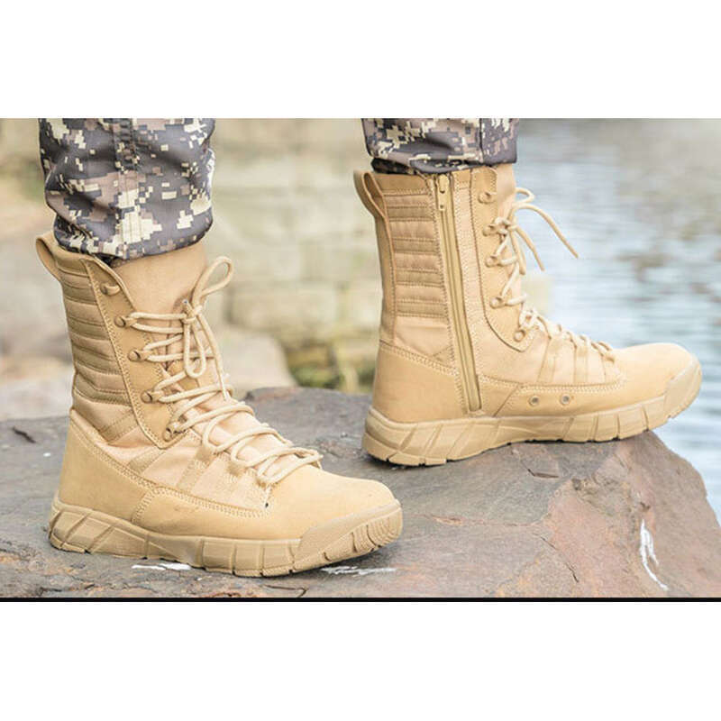 New High Top Green Desert Brown Lightweight Combat Training Boots_voghion.com