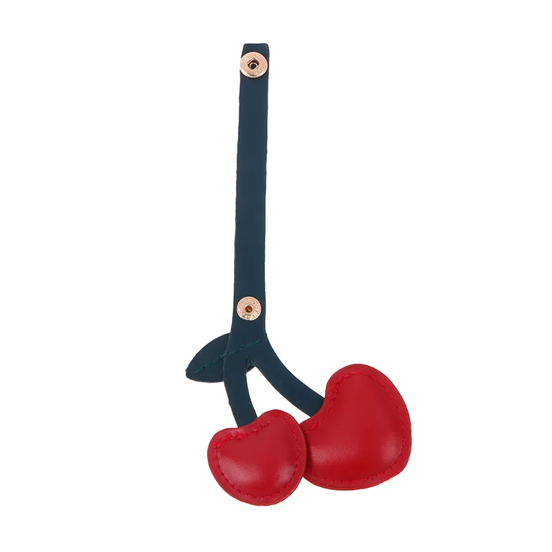 Portachiavi creativo piccolo in stile pastorale a forma di ciliegia, in pelle, con frutta, per borsetta, accessori, regalo kawaii per ragazze e donne._voghion.com