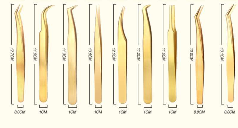 Valse wimperextensions Pincetten Cosmetische wimpers, Gouden veerkrullers,_voghion.com