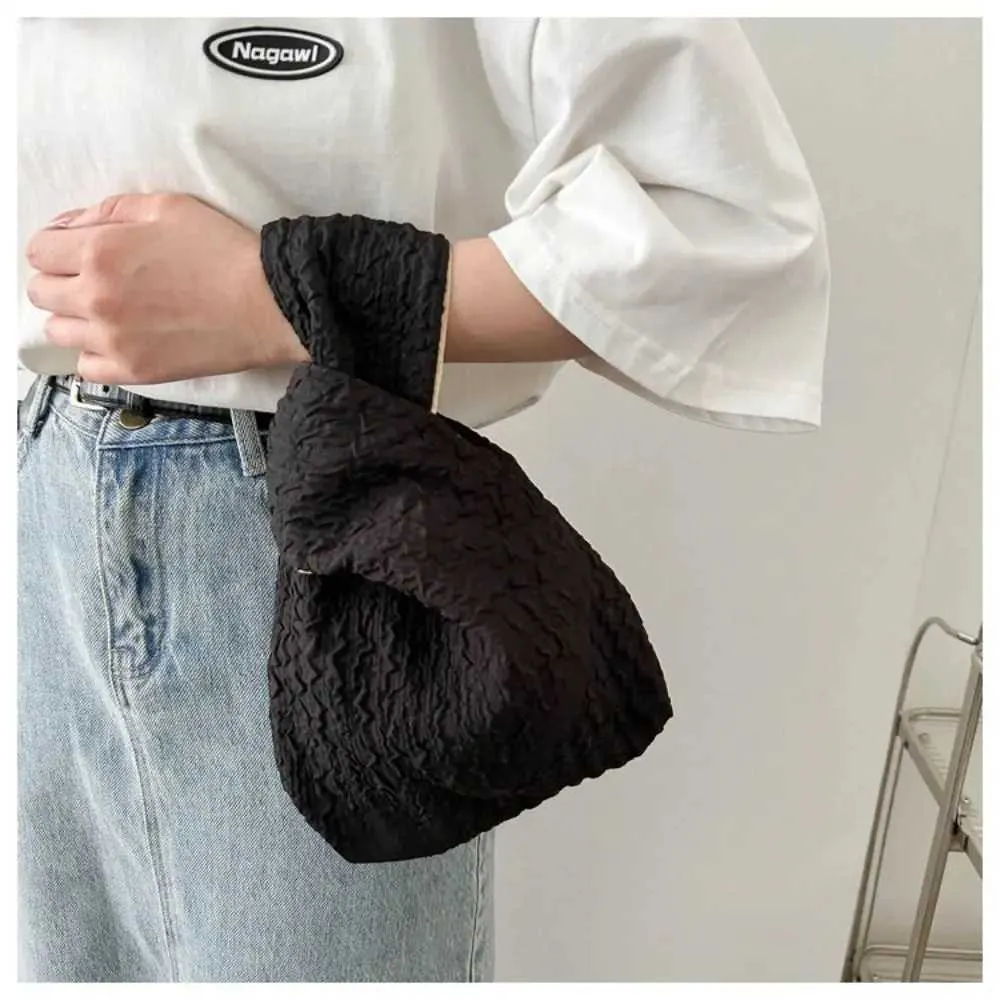 Borsa a mano Oxford semplice con design a nicchia mini plissettata in tinta unita Wen Girls Y241106_voghion.com