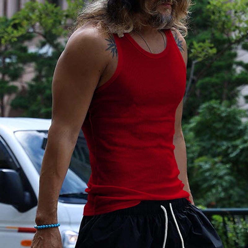 24 New American Herren Tank Top Slim Fit Freizeit Sport Herren Frühjahr/Sommer Unterteil Thread Tank Top_voghion.com