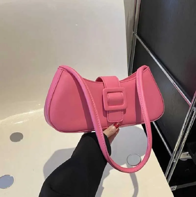Mode Damen Umhängetasche Einfarbig Leder Quadrat Unterarm Taschen Damen Marke Designer Handtaschen Trendy Crescent_voghion.com