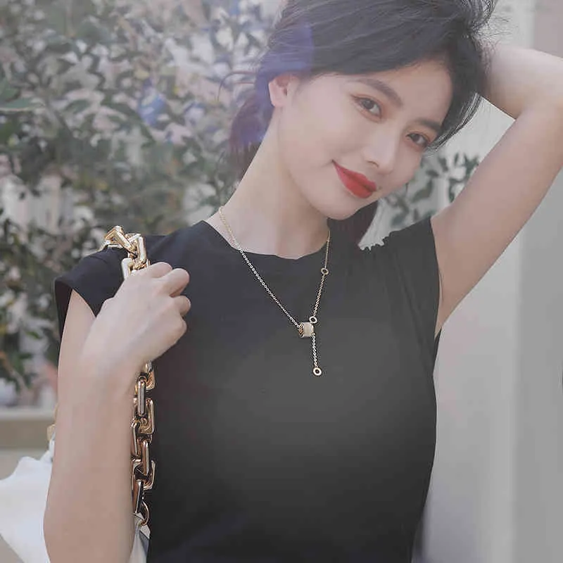Design Sense Opals Collana con ciondolo di lusso in acciaio al titanio per donna 2022 Gioielli di moda coreana Ragazza sexy Clavicola_voghion.com