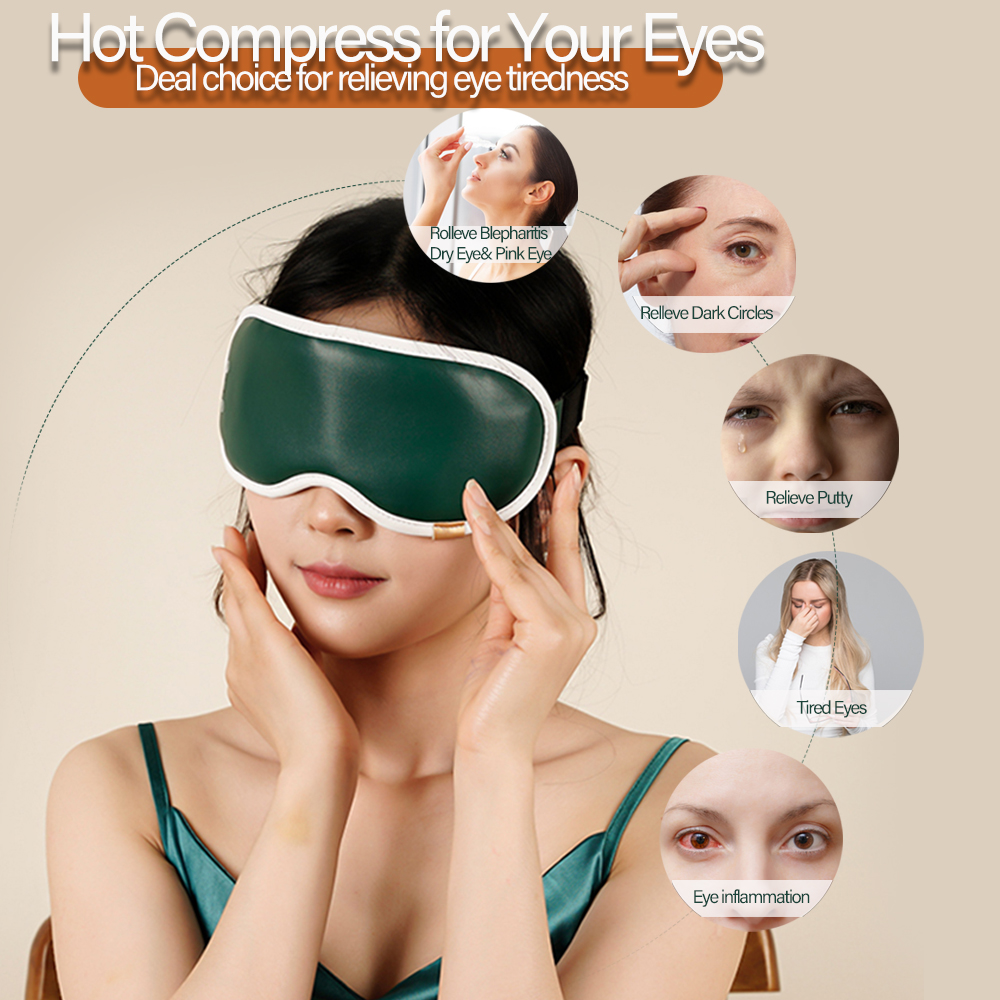 Maschera per occhi con massaggiatore elettrico a vibrazione, riscaldante, per dormire, per alleviare il dolore, le occhiaie, la secchezza oculare, l'affaticamento, i sonniferi._voghion.com