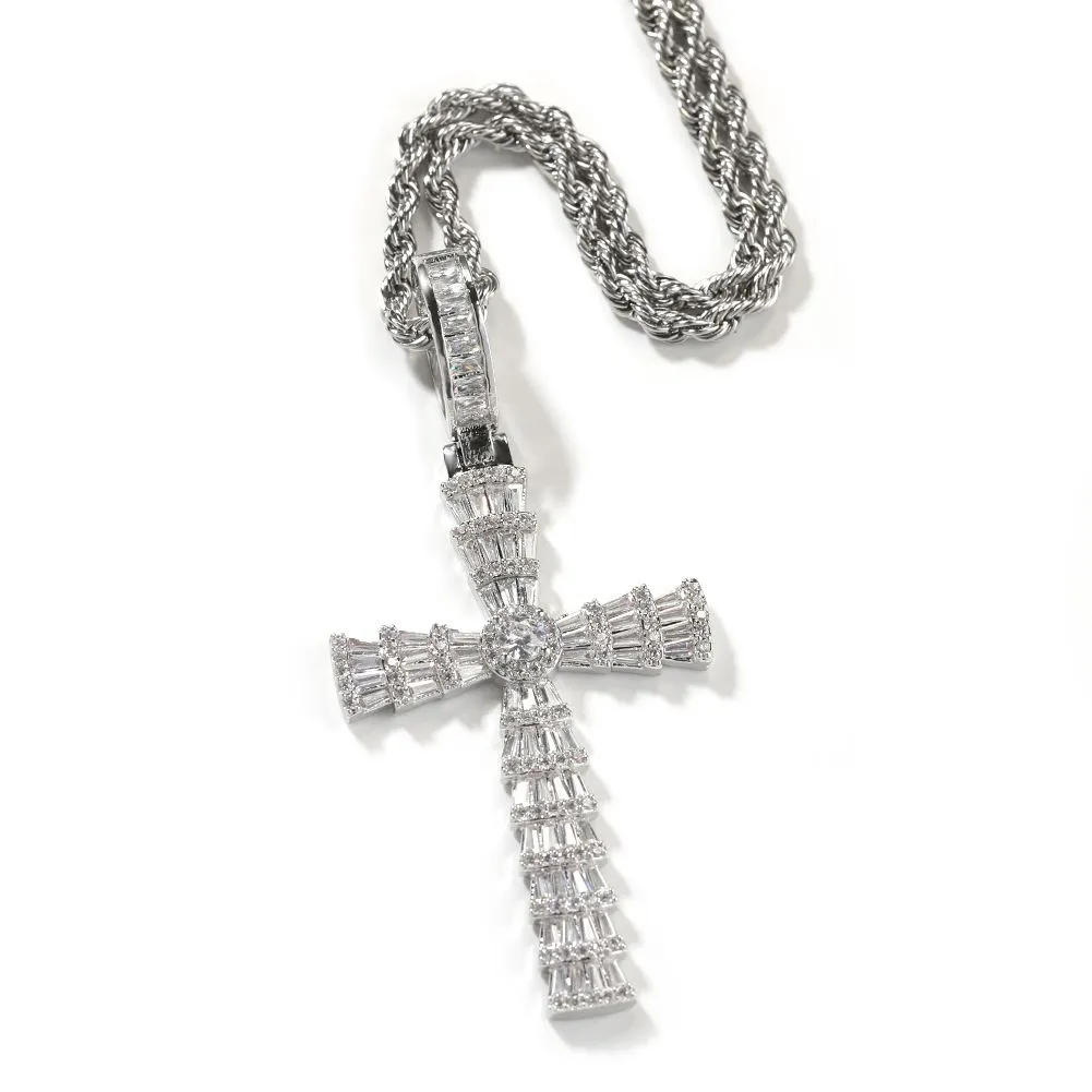 Cross Pendant Necklace For Men With 5a Zircon And Gold Plating_voghion.com