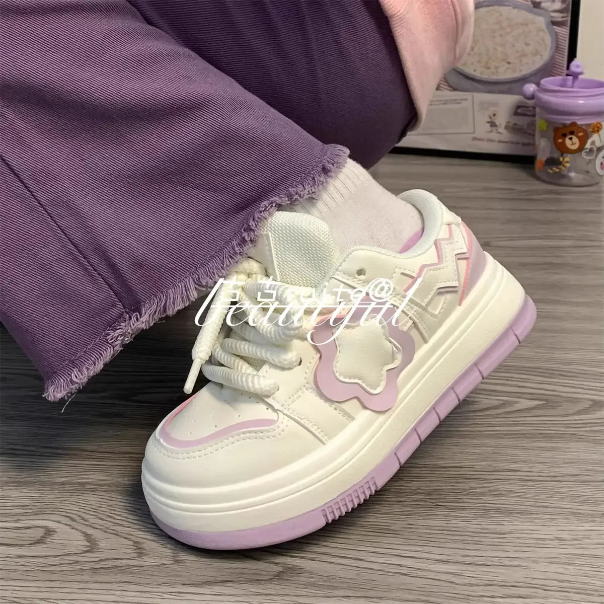 Kawaii Platform Sneakers Women Flat Sports Shoes Spring Summer Cute Casual Vintage Tennis Female Vulcanize White Korean_voghion.com