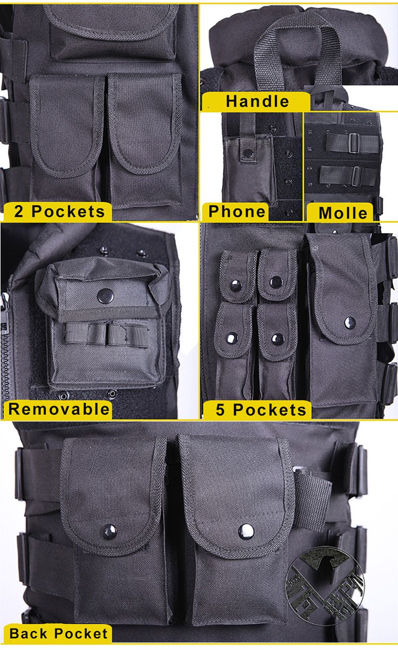 Entrenamiento militar al aire libre CS Multi-bolsillo táctico Molle Airsof Comba Armor Hombres Huning Painball Seguridad policial_voghion.com