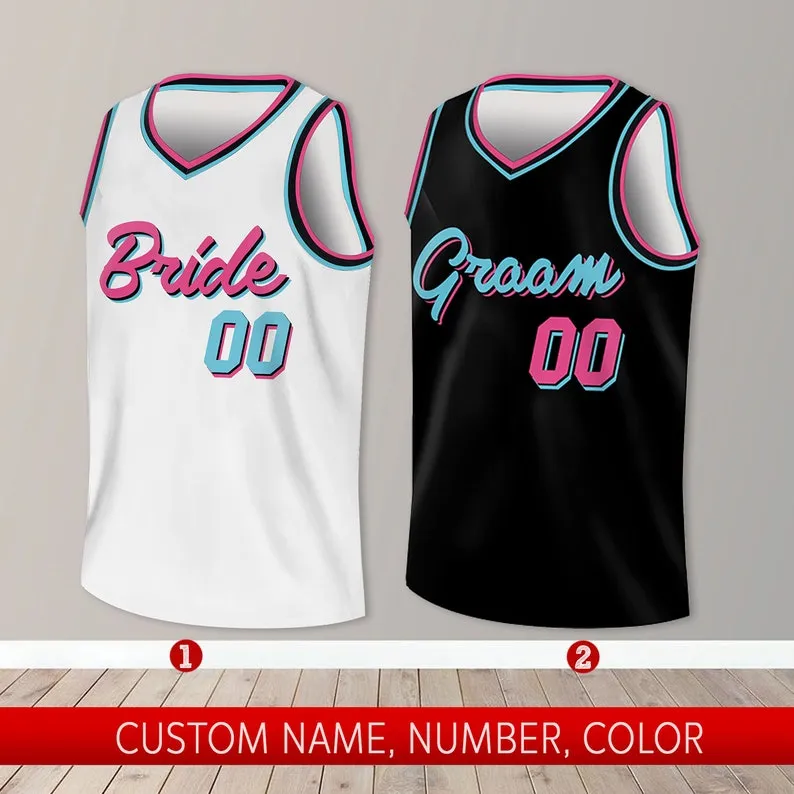 Custom Bride And Groom Basketball , Personalized Matching ,Basketball For Engagement Married Couple Wedding_voghion.com
