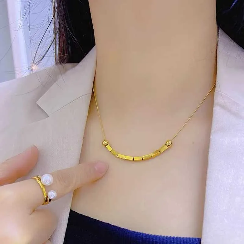 Colliers pendentifs tendance et simples, perles rondes carrées en acier inoxydable, style rétro, personnalité classique_voghion.com