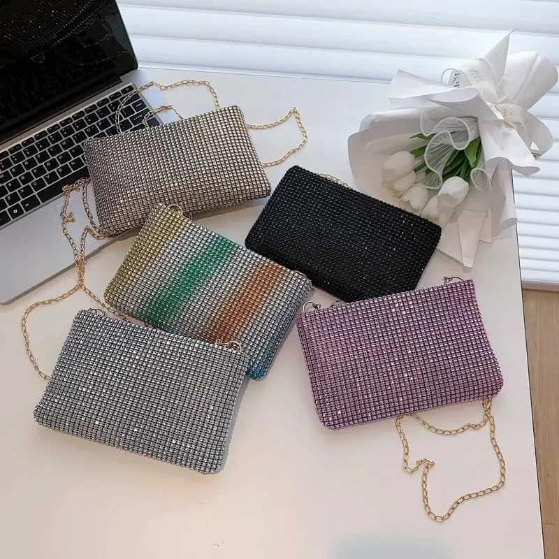 Ydlns Trend Kleine Rhie Quadratische Metallkette Design Schulter Umhängetasche Dia Münzgeldbörse Y241019_voghion.com