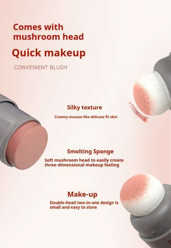 Die Pilzkopffarbe ist weich und leicht aufzutragen, fein und nicht glänzend, Rouge-Weiß, natürlicher Cremepuder-Rouge-Stick_voghion.com