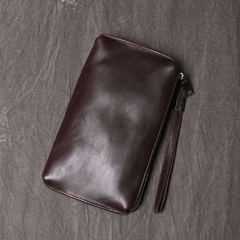 Hochwertige neue Herrenhandtasche Leder, lange Geldbörse weichem Leder für Damen, modische Handytasche aus Rindsleder,_voghion.com