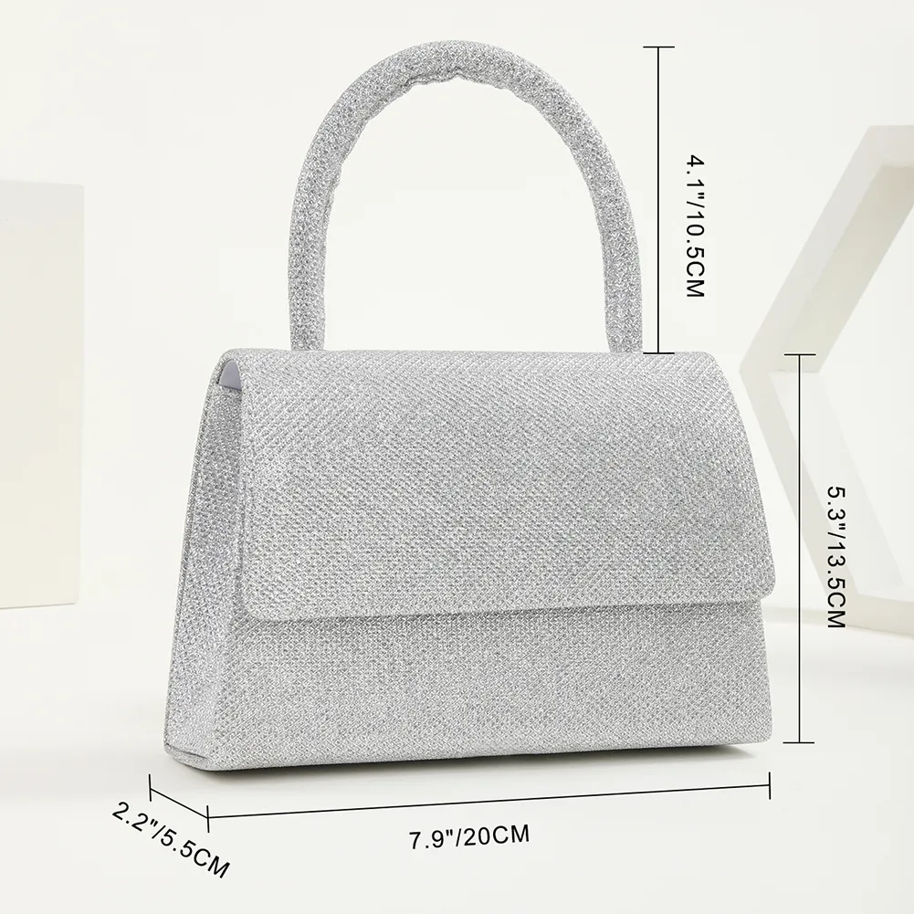 Women Fashion Solid Color Sequins Glittering Wrist Versatile Evening Top-Handle Dinner Party Wedding Bag_voghion.com