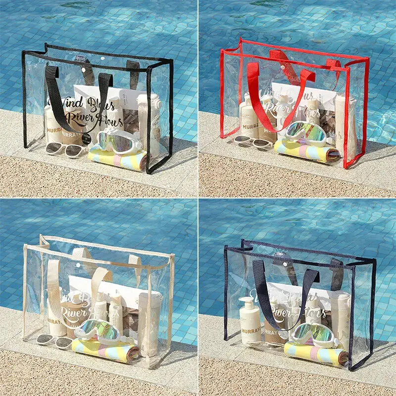 Clear Pvc Beach Bag Versatile Women Tote Shoulder Bag Waterproof_voghion.com