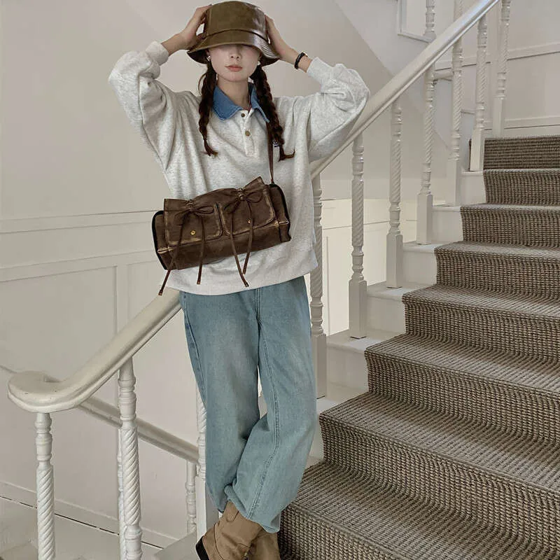 Borse con fiocco con coulisse per moto e bici per donne Borse e borsette firmate 2023 Novità in vintage plissettato spalla tracolla_voghion.com