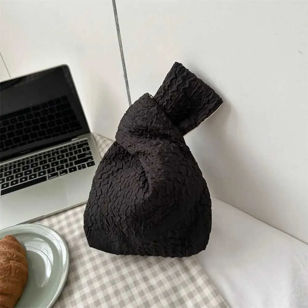 Borsa a mano Oxford semplice con design a nicchia mini plissettata in tinta unita Wen Girls Y241106_voghion.com