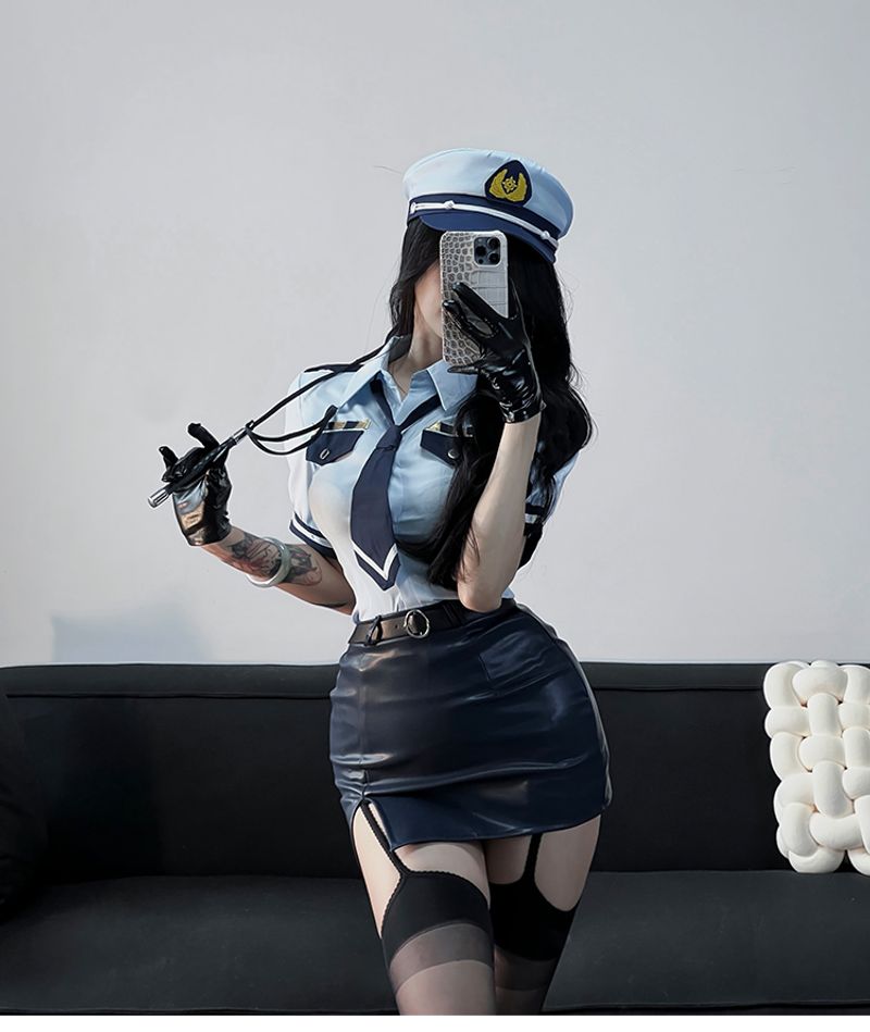 Déguisement sexy de policière de style marine, costume de cosplay pur désir, hôtesse de l'air de la cour de nuit, secrétaire, uniforme taille reine_voghion.com