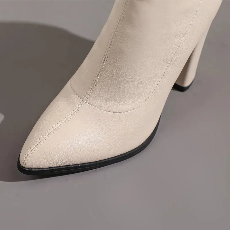 Botas altas negras mujer botas por encima de la rodilla tacón_voghion.com