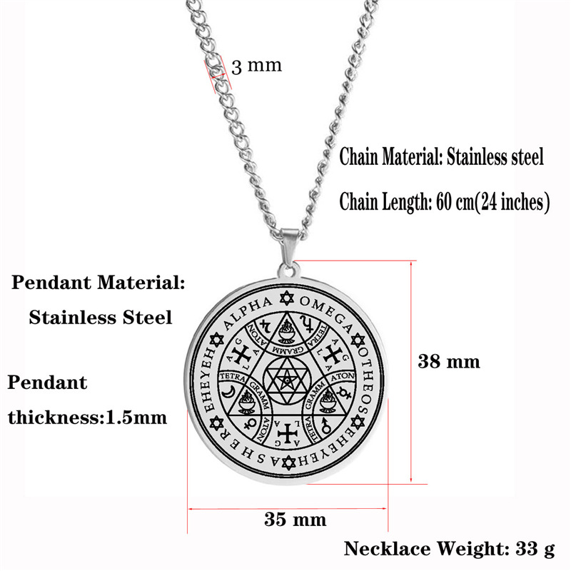 Temu Eno Angel Magic Talisman Alpha Four Character Božské jméno Trojúhelník Hvězda Nerezová ocel Přívěsek Náhrdelník_voghion.com