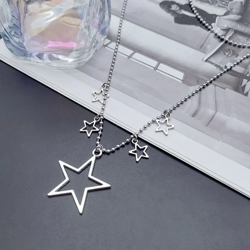 Ketten Perlen Kette Hohl Stern Schlüsselbein Stilvolle Elegante Fringe Halskette Geschenk N2UE_voghion.com