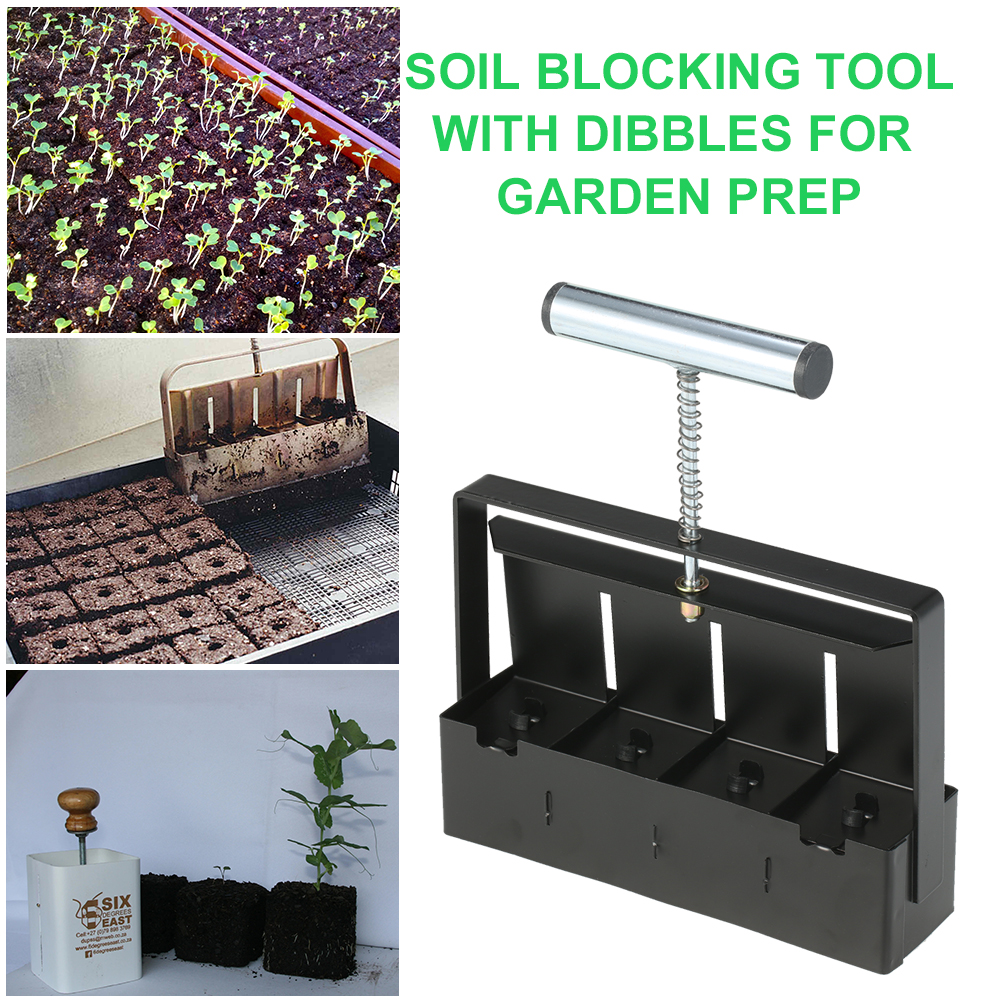 Handheld Soil Blocker 2-Inch Soil Block Maker Soil Blocking Tool Home and Garden with Dibbles Dibbers for Garden Prep_voghion.com