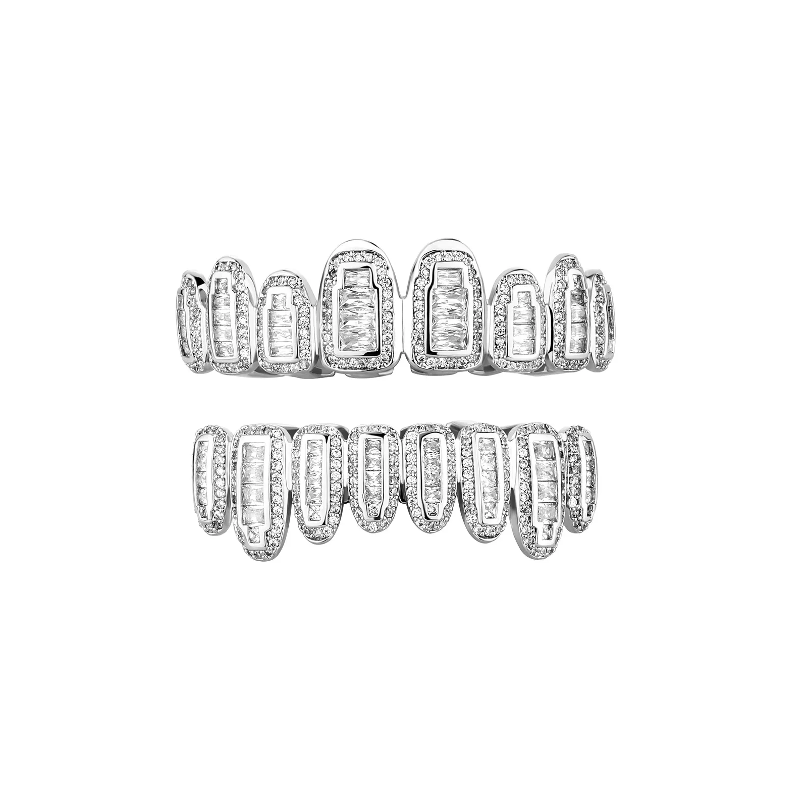 Echtes Gold Zähne Fang Grillz Punk Hip Hop Cubic Zirkon Iced Out Vampire Dental Mund Grills Zahnspangen Zahnkappe Rapper_voghion.com