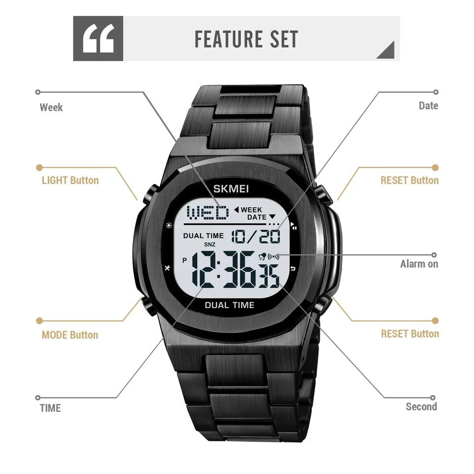 Waterproof Electronic Sports Watch For Men Multifunction Date_voghion.com
