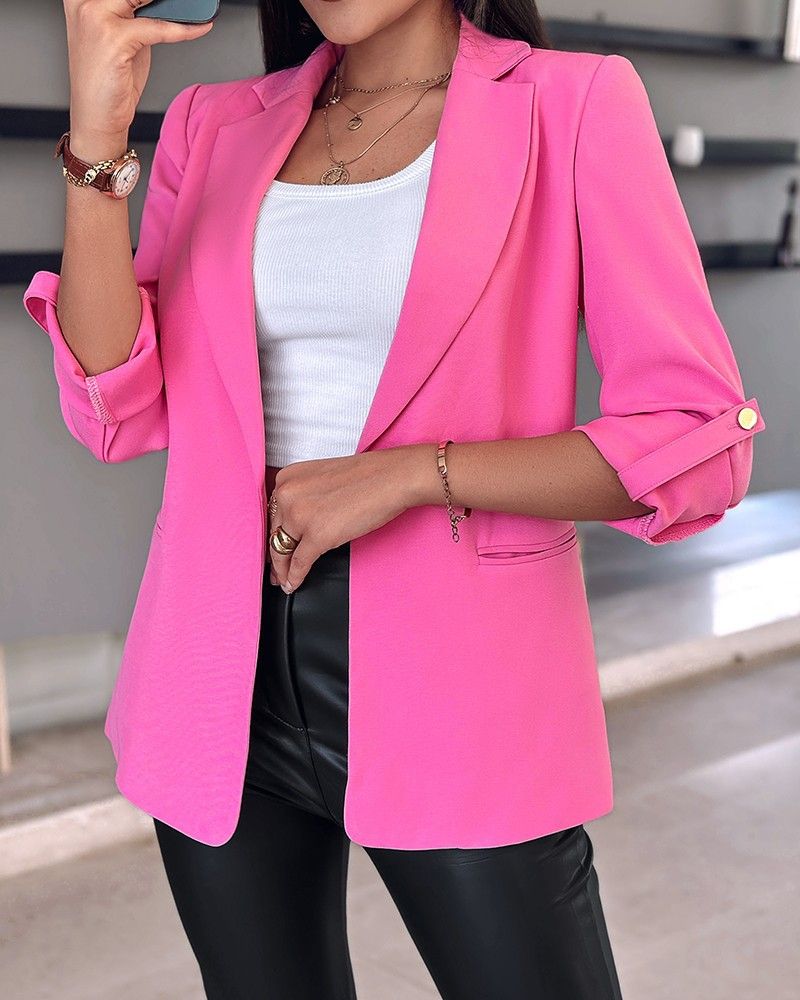 Abbigliamento Donna elegante temperamento colletto manica lunga tinta unita abito giacca autunnale_voghion.com