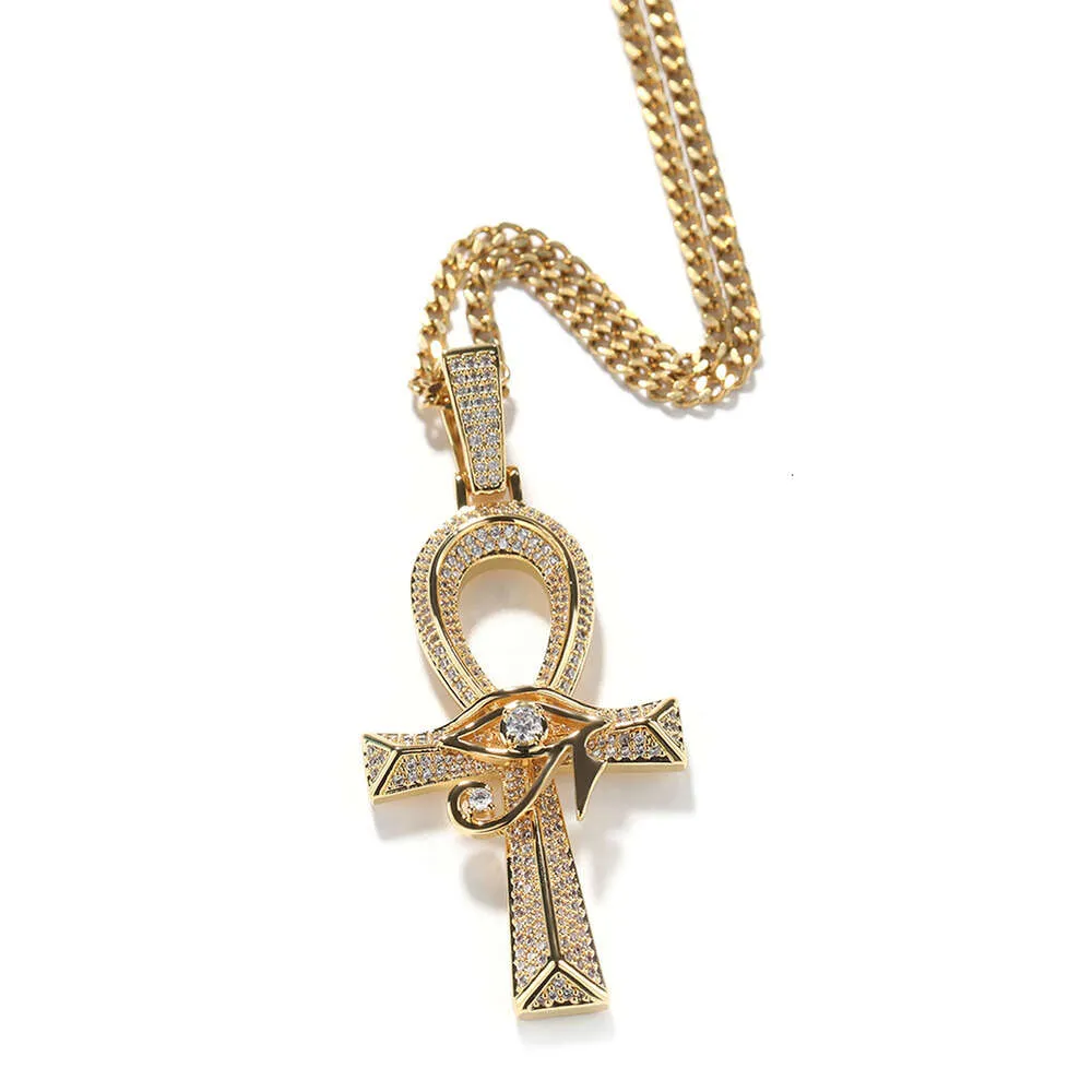 Hip-hop Nuovo prodotto Horus Occhio la Croce Anhe Vintage Tutto Moissanite Diamante Oro Sterling Argento Ciondolo cubano_voghion.com