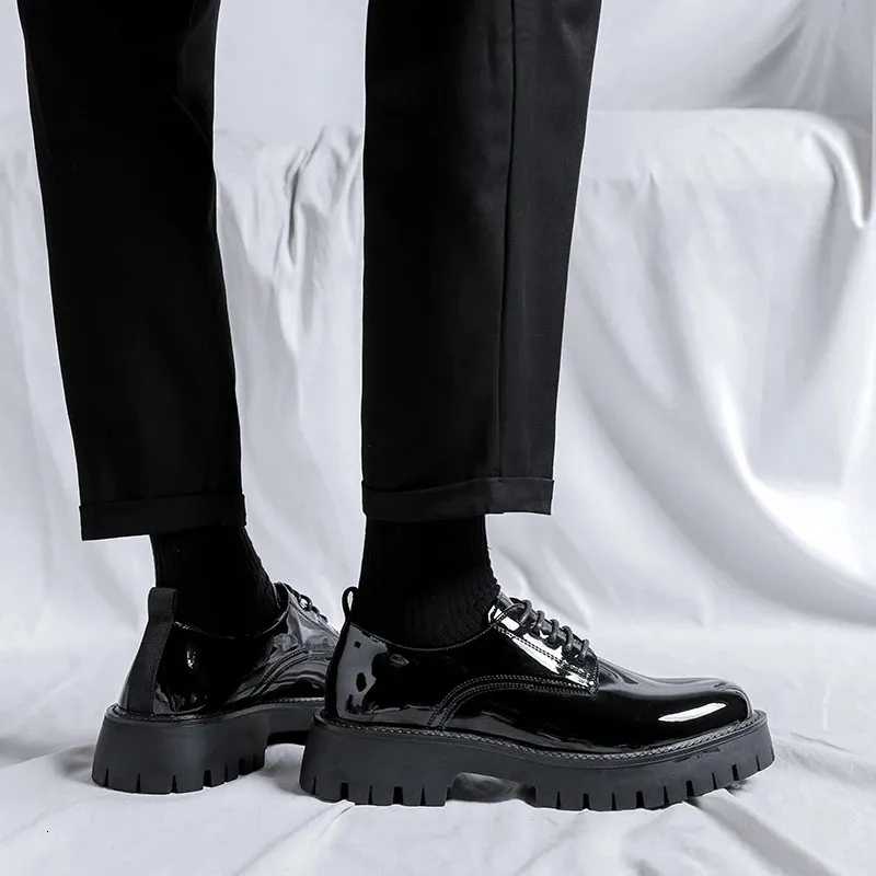 Chaussures en cuir à semelle haute pour homme, style décontracté, style japonais, Haruku, style coréen, streetwear, mode, affaires, mariage, 240614_voghion.com