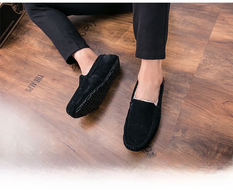 501-3 Wanter Männer Bean Cotton Driving Low-Top Mid-Mouth Flip-On waarm flaach Casual Liederschuhe mat Veet_voghion.com