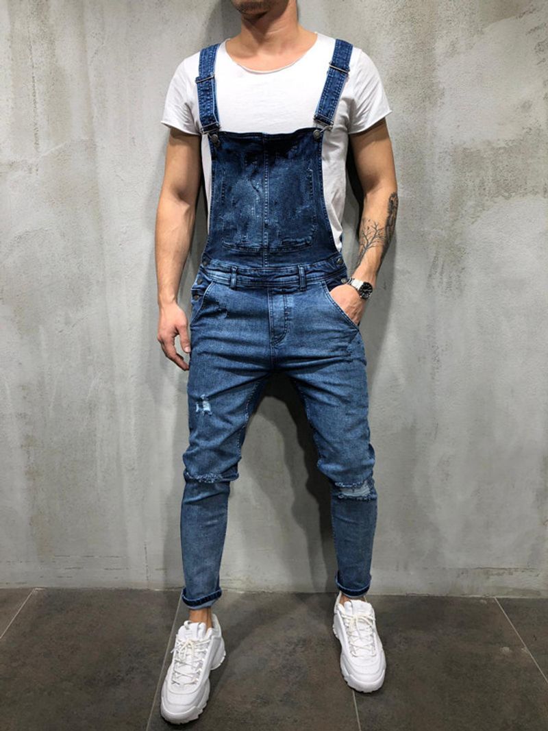 Men's jeans men's denim ripped Plus size new suspenders_voghion.com