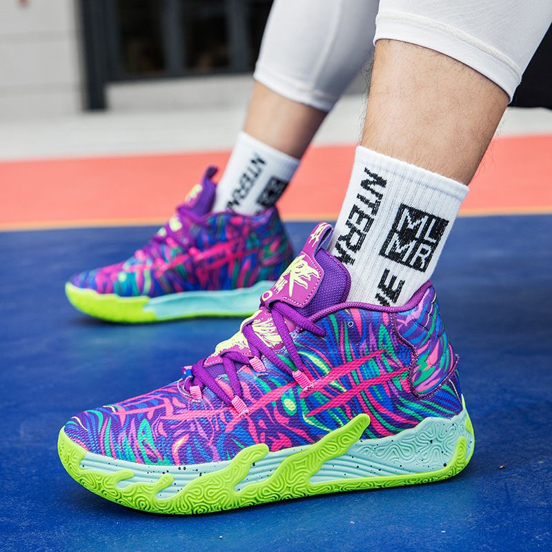 Paarse heren dames indoor en outdoor lage schokabsorberende antislip stevige basketbalschoenen_voghion.com
