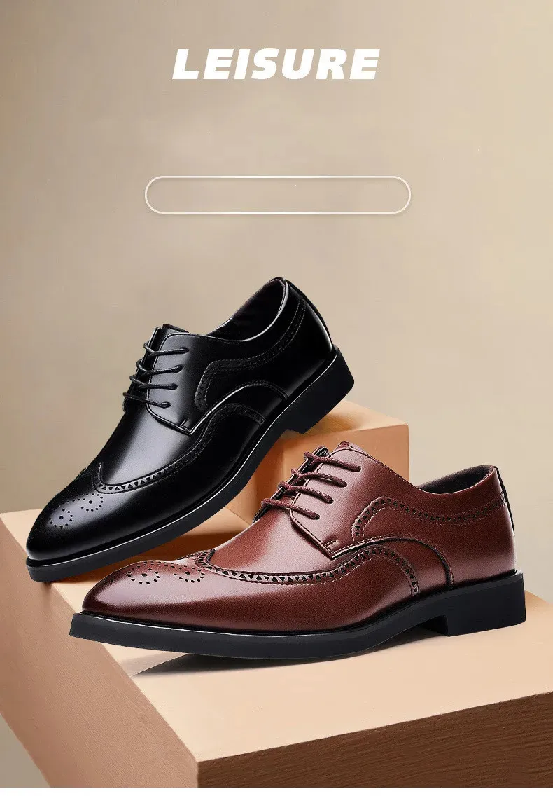 Formale Oxford-Schuhe aus echtem Leder für Herren Brogue-Schuhe Sapato Social Mascuo Chaussures Hommes Pointu 240607_voghion.com