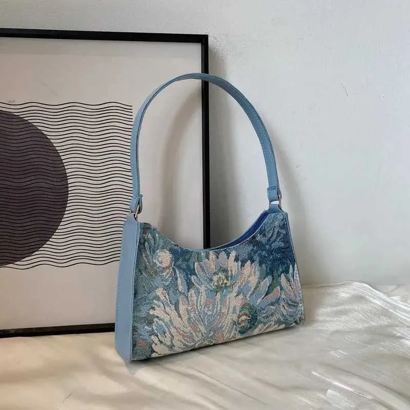 Moda Vintage Donna Olio Dipinto Design Spalla Signore Semplice wer Femminile Ascella Hobos Borse Piccola Frizione Borsa a Mano_voghion.com