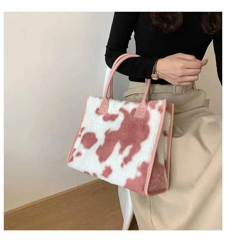 Leopardmönstrad handväska Modern för kvinnor Pendling Plyschväska Designerväskor Handväskor Bolsos De MujerC241031_voghion.com